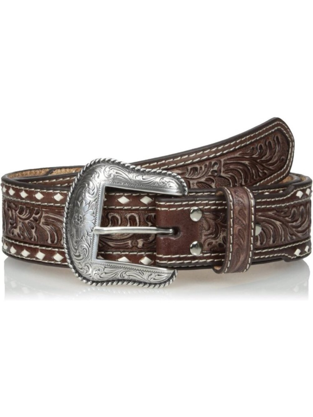 Men's Brown Wide Cross Buckstitch Belt | Stylish Western Accessory, Durable
